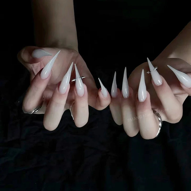 10PCS Handmade Cat Claw Press On Nails Y2K Long  Dragon Shape Claw False Nails Tips Acrylic Fake Nail With Glue Nail Sticker