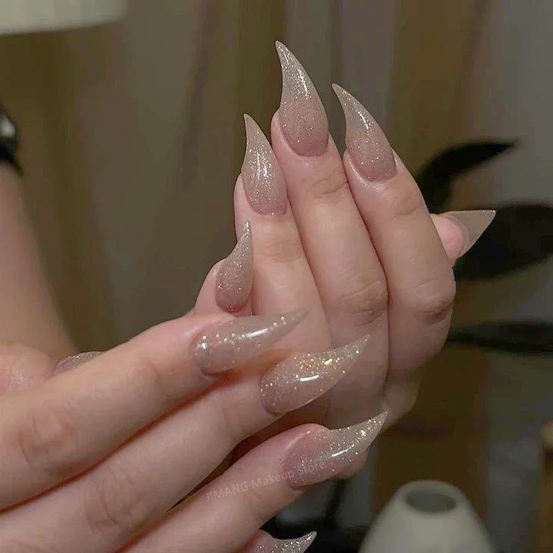 10PCS Handmade Cat Claw Press On Nails Y2K Long  Dragon Shape Claw False Nails Tips Acrylic Fake Nail With Glue Nail Sticker