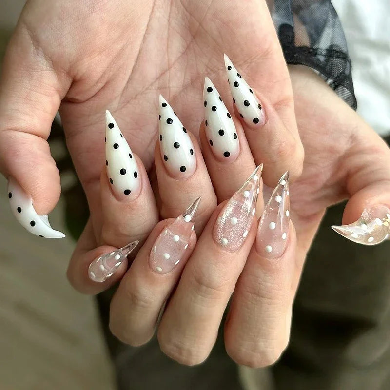 10PCS Handmade Cat Claw Press On Nails Y2K Long  Dragon Shape Claw False Nails Tips Acrylic Fake Nail With Glue Nail Sticker