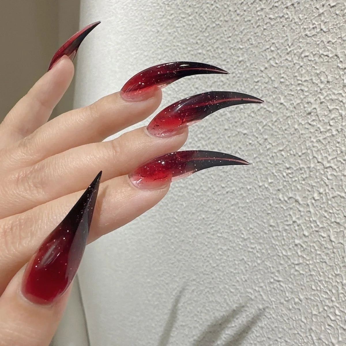 10PCS Handmade Cat Claw Press On Nails Y2K Long  Dragon Shape Claw False Nails Tips Acrylic Fake Nail With Glue Nail Sticker